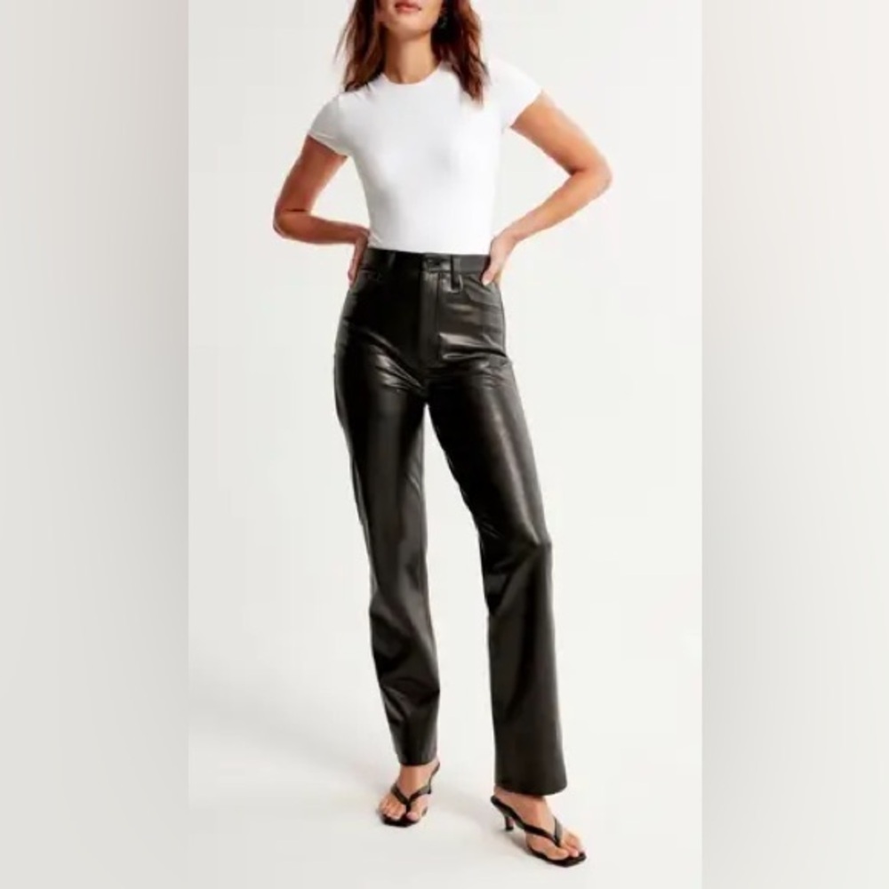 Abercrombie and Fitch | 90s Straight Ultra High Rise Vegan Leather Pants
